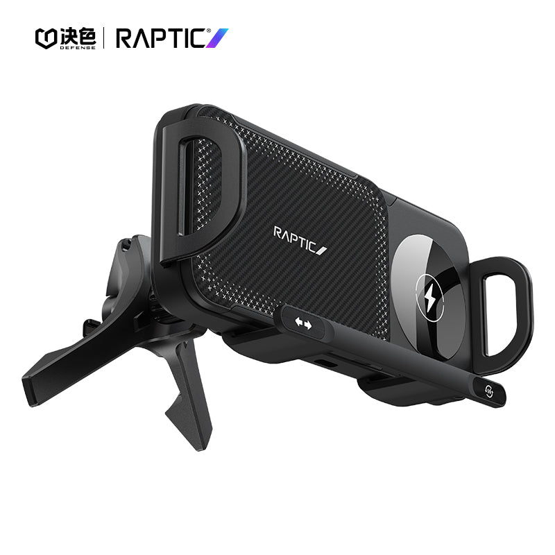 X-Doria Raptic Smart Rotation Kevlar Car Mount Foldable Phone Holder 15W Wireless Charger