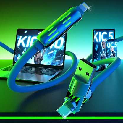 Mfish Armored Dragon I 240W USB-A+Type-C to Lightning+Type-C 4-in-1 Data Cable Charging Line