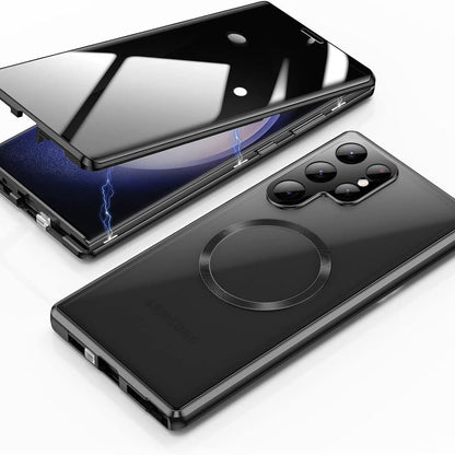 Armor King MagSafe Lens Protector Magnetic Metal Bumper Front+Back Tempered Glass Case Cover