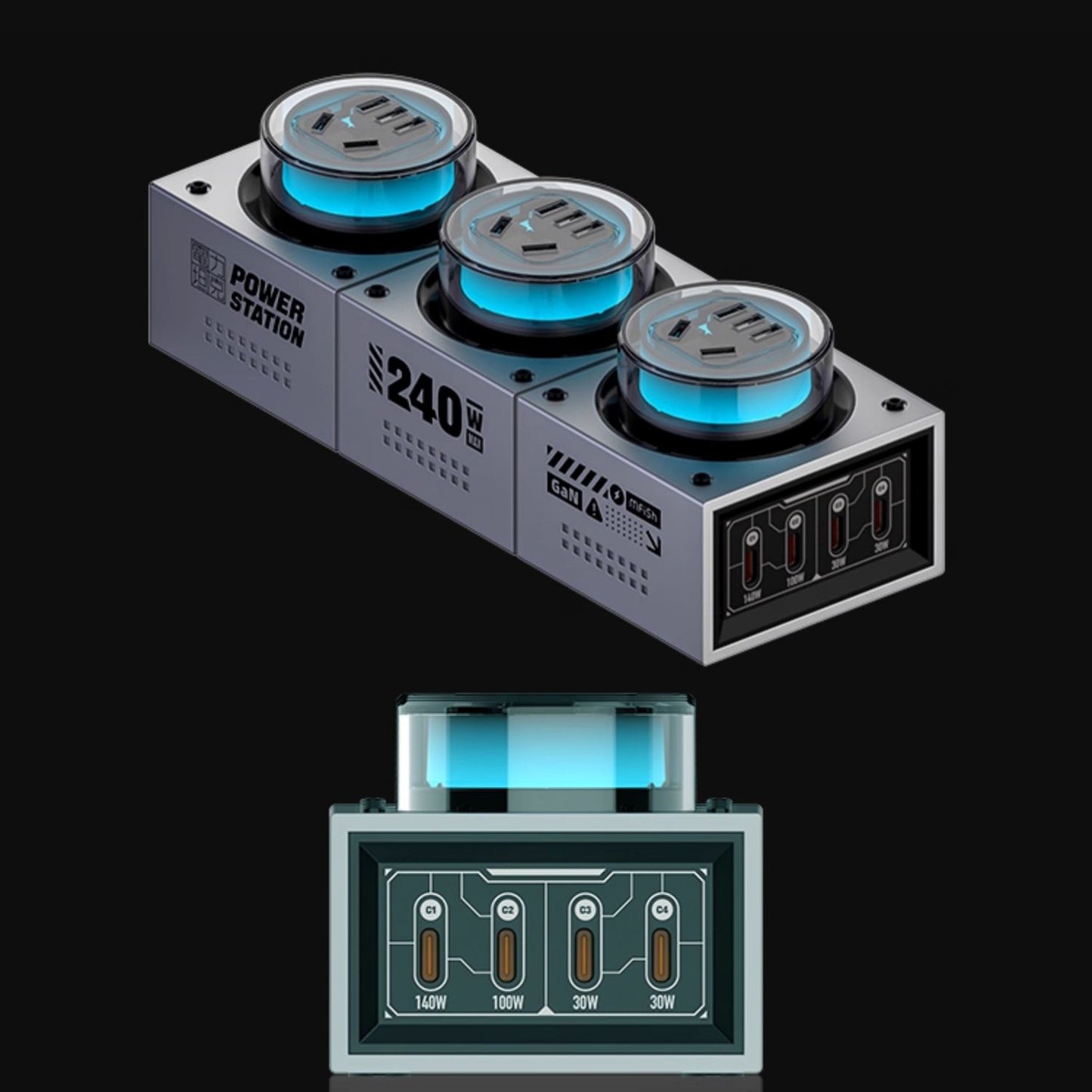 Mfish E-Tank Power Station 240W GaN PD Desktop Charger