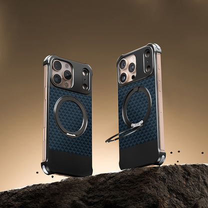 Armor King Bezel-less Leatherette Back Air Cushion MagSafe Metal Case Cover