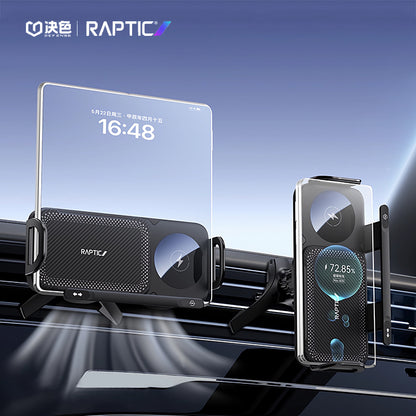 X-Doria Raptic Smart Rotation Kevlar Car Mount Foldable Phone Holder 15W Wireless Charger