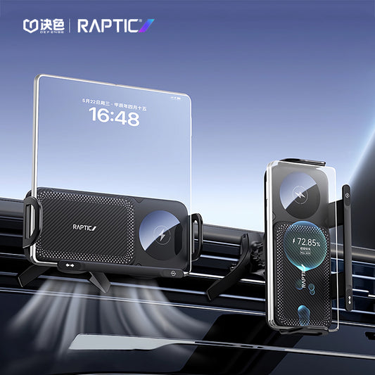 X-Doria Raptic Smart Rotation Kevlar Car Mount Foldable Phone Holder 15W Wireless Charger