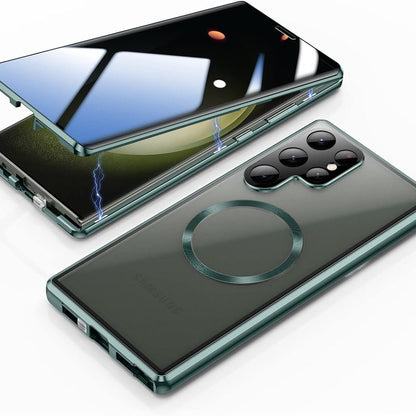 Armor King MagSafe Lens Protector Magnetic Metal Bumper Front+Back Tempered Glass Case Cover