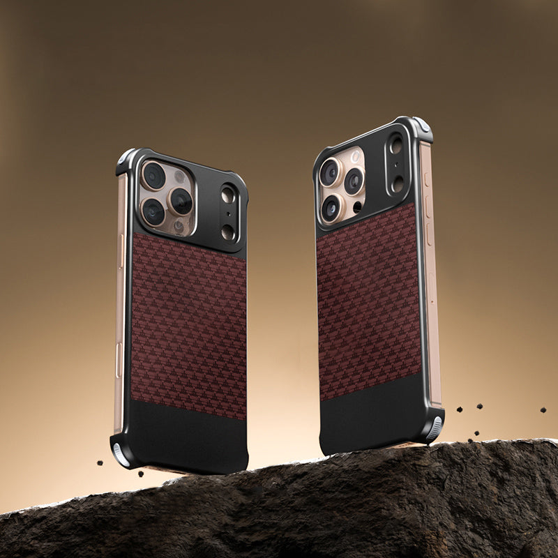 Armor King Bezel-less Leatherette Back Air Cushion MagSafe Metal Case Cover