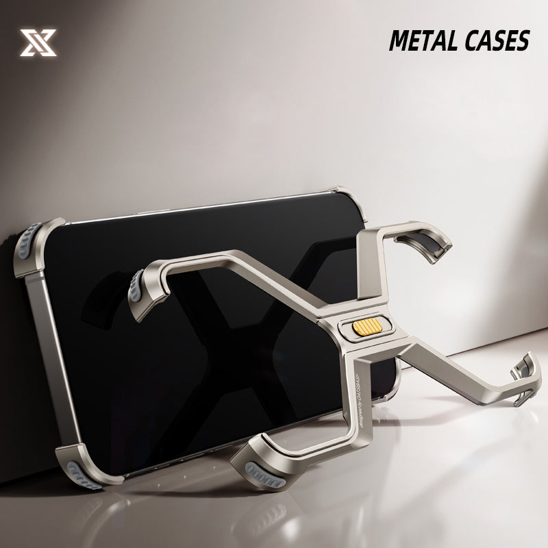 Oatsbasf X-Shape Aluminum Alloy Frameless Slim Bumper Shockproof Metal Case