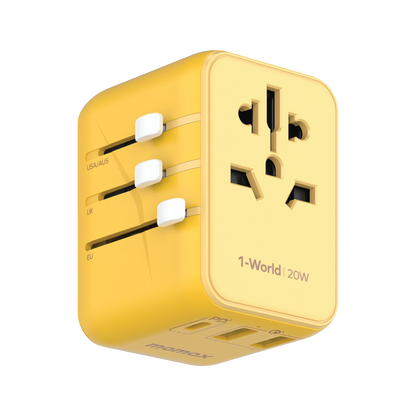 MOMAX 1-World 20W 3-Port + AC Charger Universal Travel Adapter