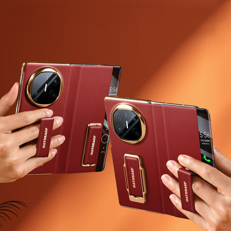 Oatsbasf 360° Rotatable Kickstand Strap Wristband Shockproof Leather Case Cover