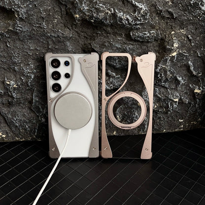 Armor King Stoat Bezel-less MagSafe Transparent PC Back Shockproof Metal Case Cover