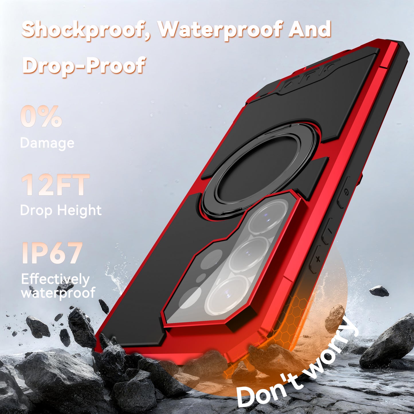 R-Just Kickstand IV MagSafe Lens Protector IP67 Metal Outdoor Military Heavy Duty Case Cover