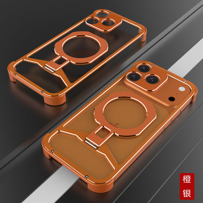 iy Bicolor Iron Palm MagSafe Aluminum Alloy Kickstand Shockproof Metal Case Cover