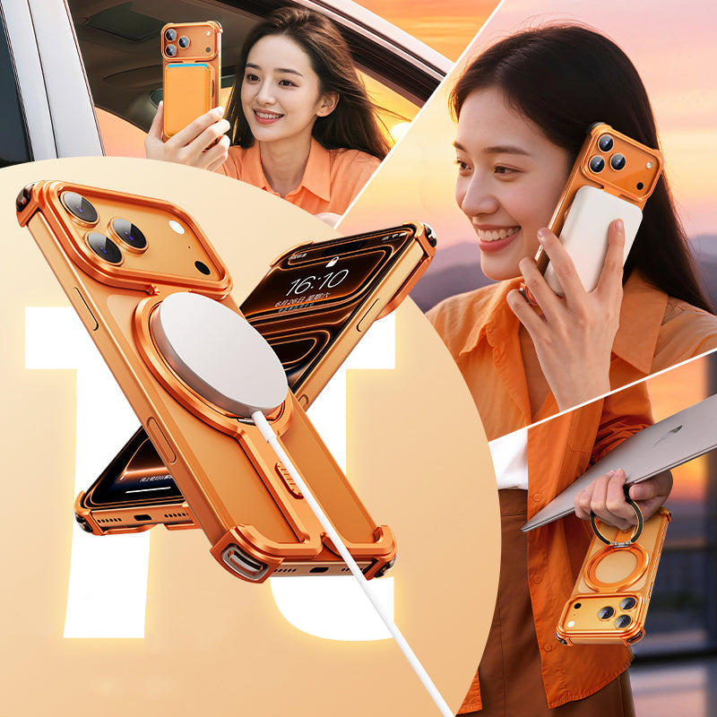 Oatsbasf New π MagSafe Pivot Ring Stand Air Cushion Minimalist Frameless Metal Case Cover