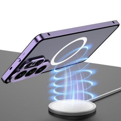 Kylin Armor Elastic Buckle MagSafe Aluminum Metal Bumper Acrylic Back Case Cover