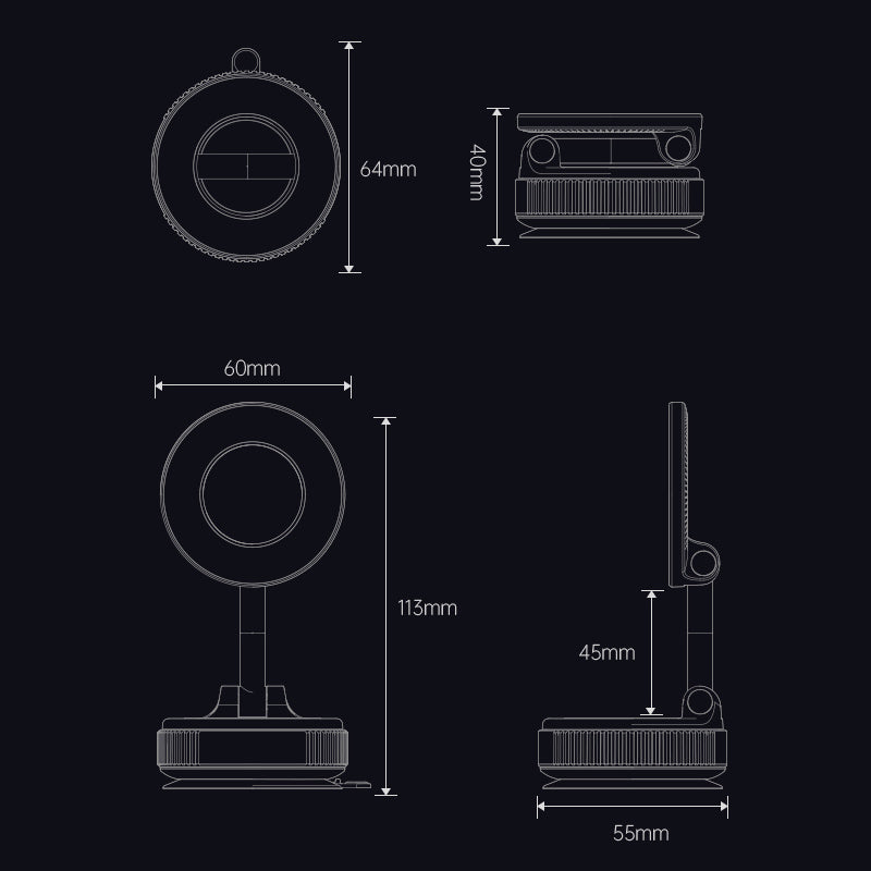 Armor King Vacuum Suction Magnetic Phone Mount Foldable Car Navigation Bracket