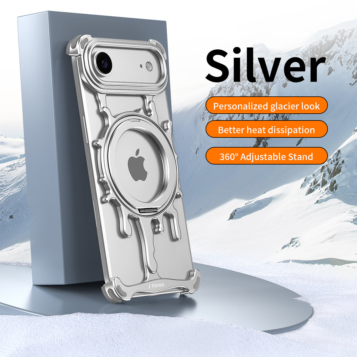 Armor King Glacier MagSafe Pivot Ring Stand Air Cushion Shockproof Metal Case Cover