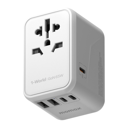 MOMAX 1-World PD 65W GaN 5-Port + AC Charger Universal Travel Adapter