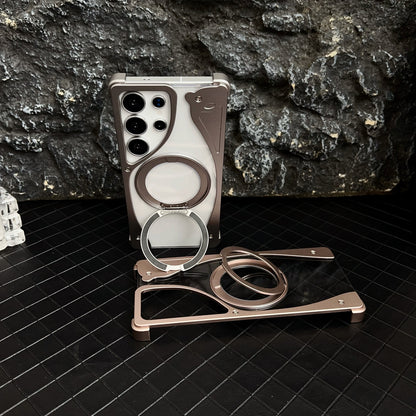 Armor King Stoat Bezel-less MagSafe Transparent PC Back Shockproof Metal Case Cover