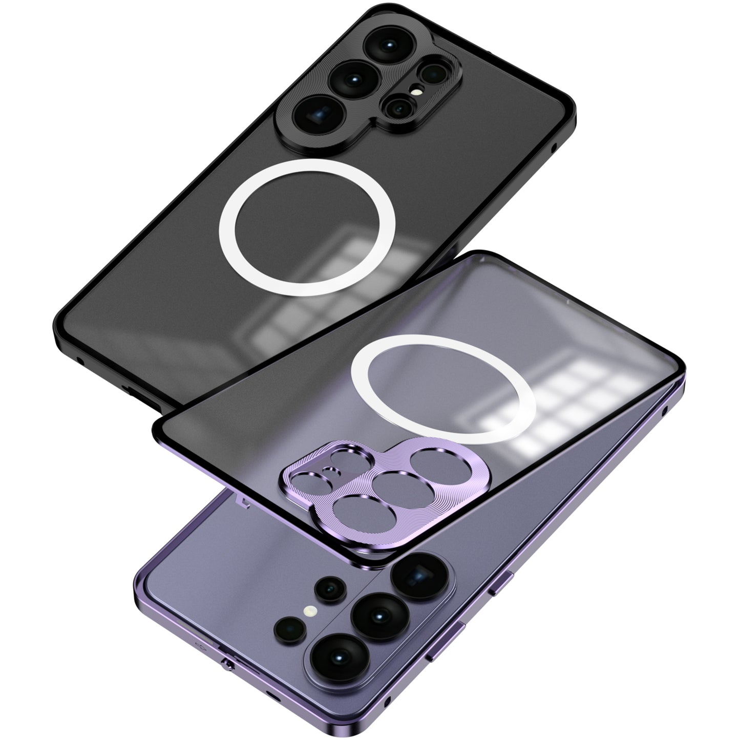 Kylin Armor Elastic Buckle MagSafe Aluminum Metal Bumper Acrylic Back Case Cover