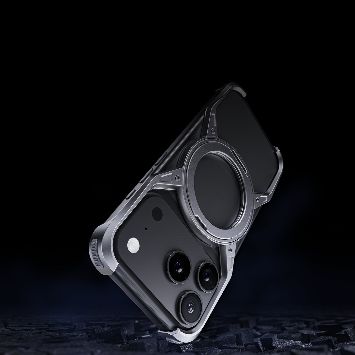 Armor King Alien X Frame MagSafe Pivot Ring Stand Air Cushion Metal Case Cover