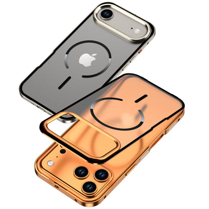 Armor King MagSafe Elastic Buckle Heat Dissipation Metal Bumper Frosted Acrylic Back Case Cover