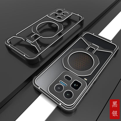 iy Bicolor Iron Palm MagSafe Aluminum Alloy Kickstand Shockproof Metal Case Cover