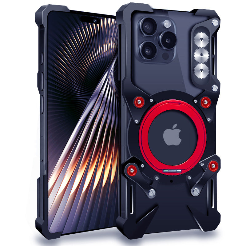 Simon 360° Rotating Pivot Ring Stand Heat Dissipation Hollow Out Metal Case Cover