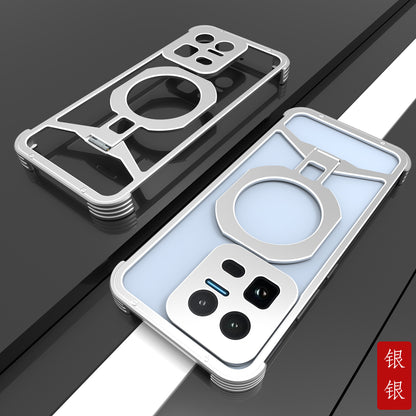 iy Bicolor Iron Palm MagSafe Aluminum Alloy Kickstand Shockproof Metal Case Cover