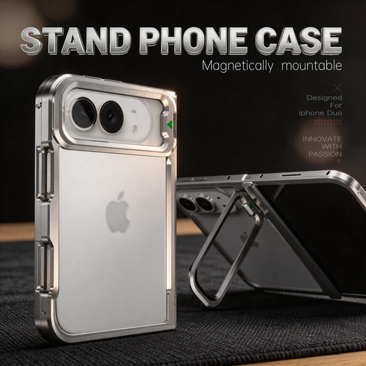 Luphie Mecha Armor Metal Stand Phone Case for iPhone Duo