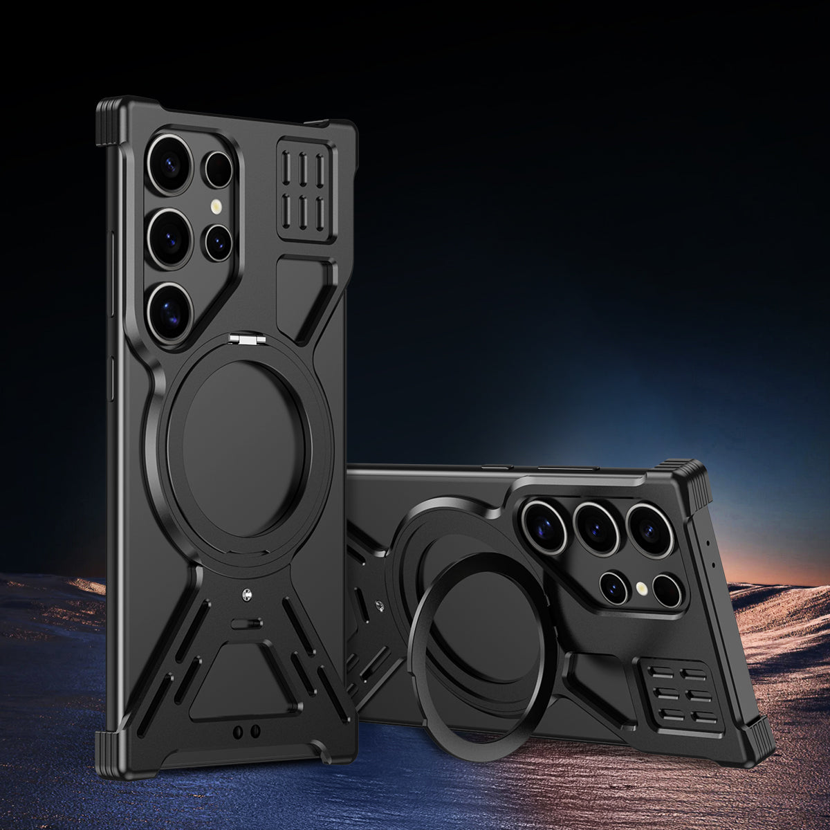 Armor King Warframe MagSafe Pivot Ring Stand Air Cushion Metal Case Cover