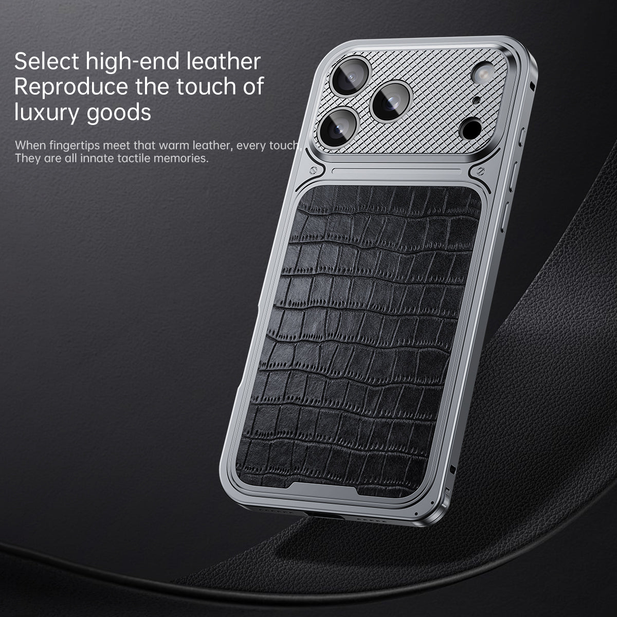 Armor King Luxury MagSafe Elastic Buckle Metal Frame Leather Back Case Cover