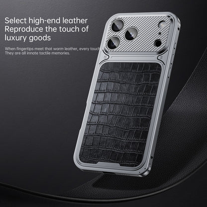 Armor King Luxury MagSafe Elastic Buckle Metal Frame Leather Back Case Cover