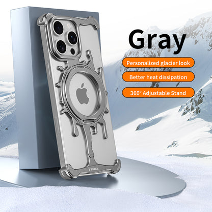 Armor King Glacier MagSafe Pivot Ring Stand Air Cushion Shockproof Metal Case Cover