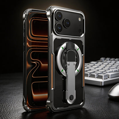 Luphie Mecha Armor Metal Case Cover with Magnetic Ring Holder MagSafe Bracket