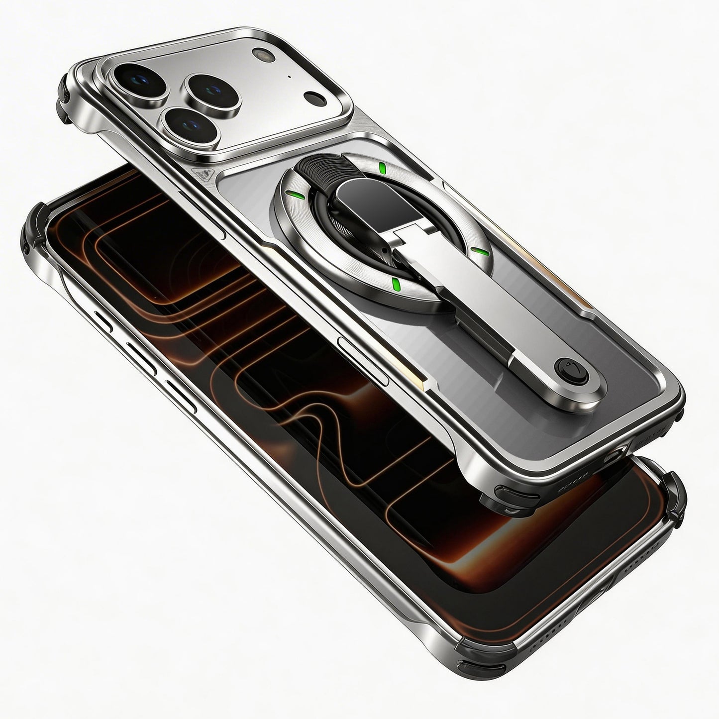 Luphie Mecha Armor Metal Case Cover with Magnetic Ring Holder MagSafe Bracket