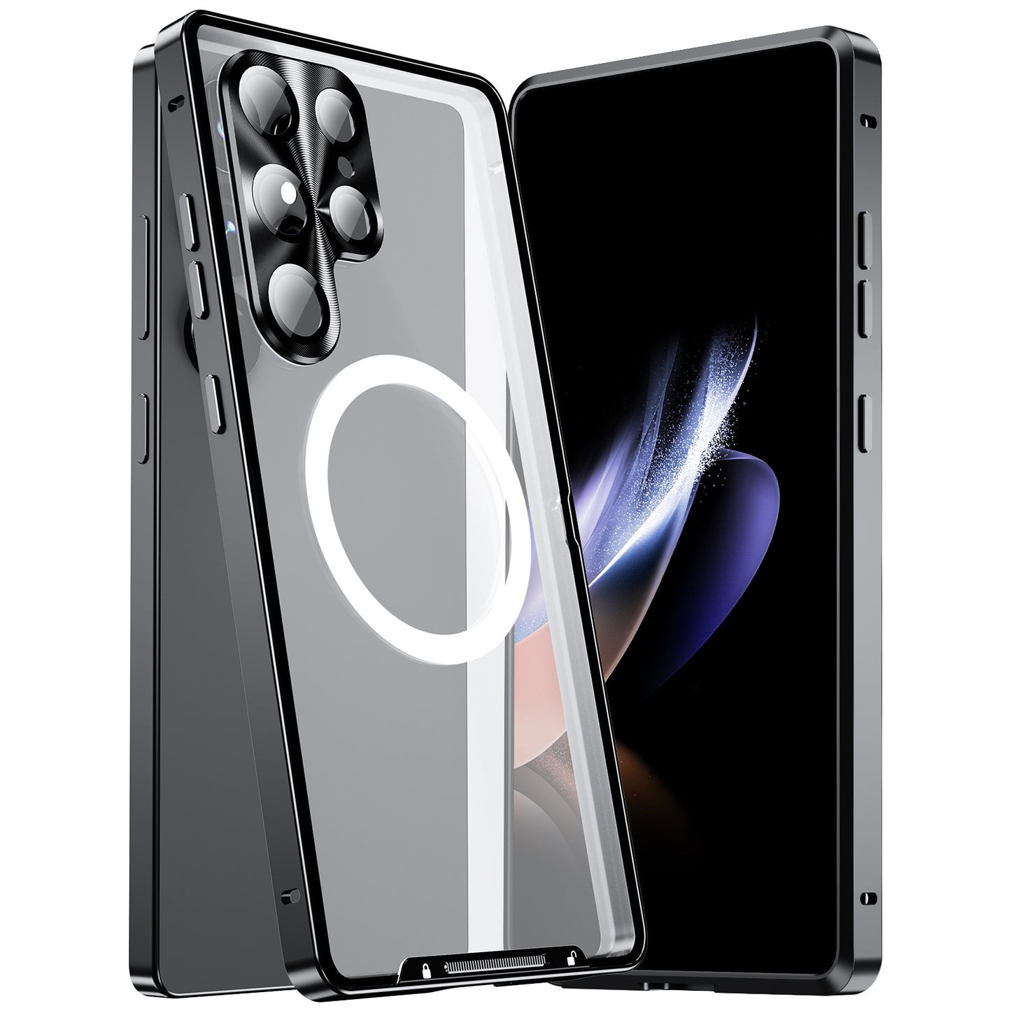 Kylin Armor MagSafe Magic Shield Aluminum Metal Bumper Frosted Back Case Cover for Samsung Smartphones