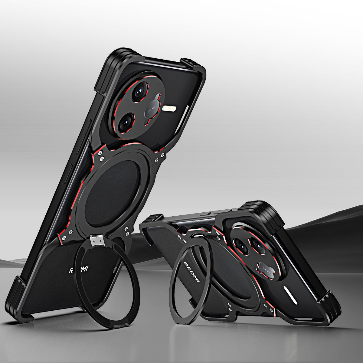 iy Bicolor Robotic Arm MagSafe Pivot Ring Stand Case Cover with Lens Protector