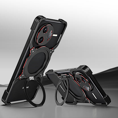 iy Bicolor Robotic Arm MagSafe Pivot Ring Stand Case Cover with Lens Protector