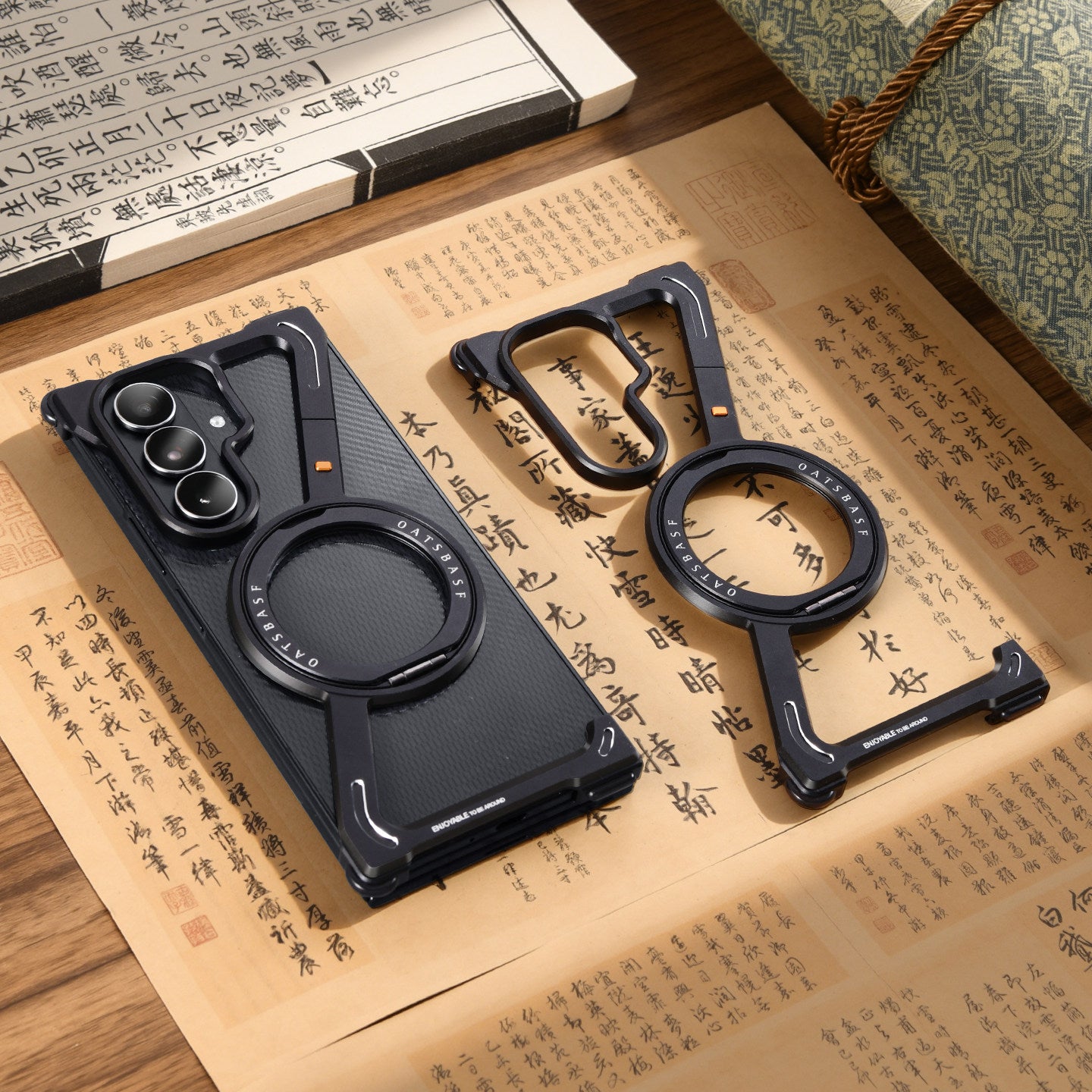 Oatsbasf Z MagSafe Pivot Ring Stand Air Cushion Metal Case Cover