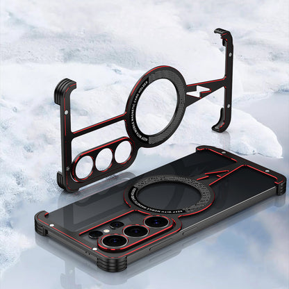 iy Bicolor Thor MagSafe Air Cushion Shockproof Metal Case Cover with Magnetic Kickstand