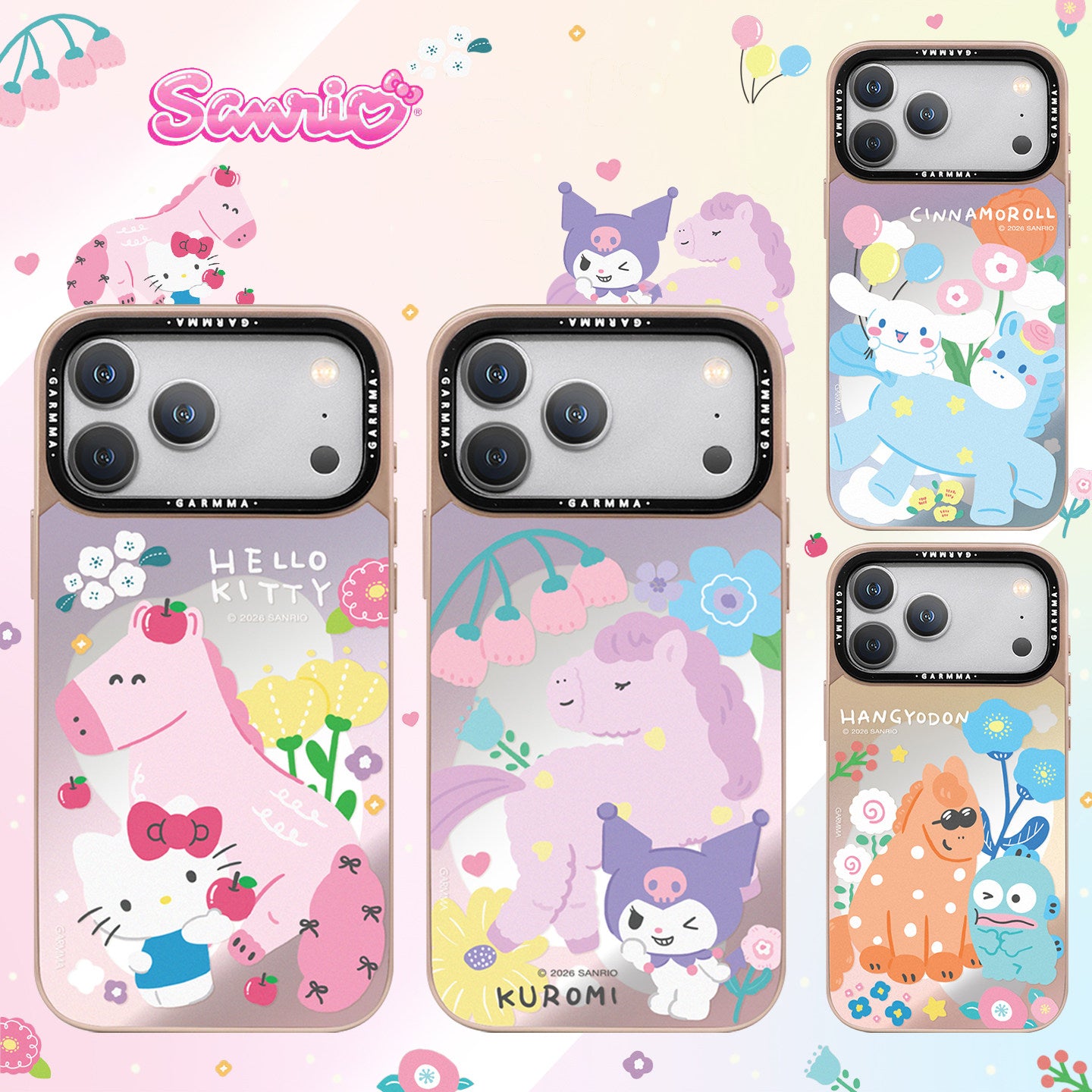 GARMMA Sanrio Characters Year of the Horse MagSafe Mirror Back Lens Stand Case Cover