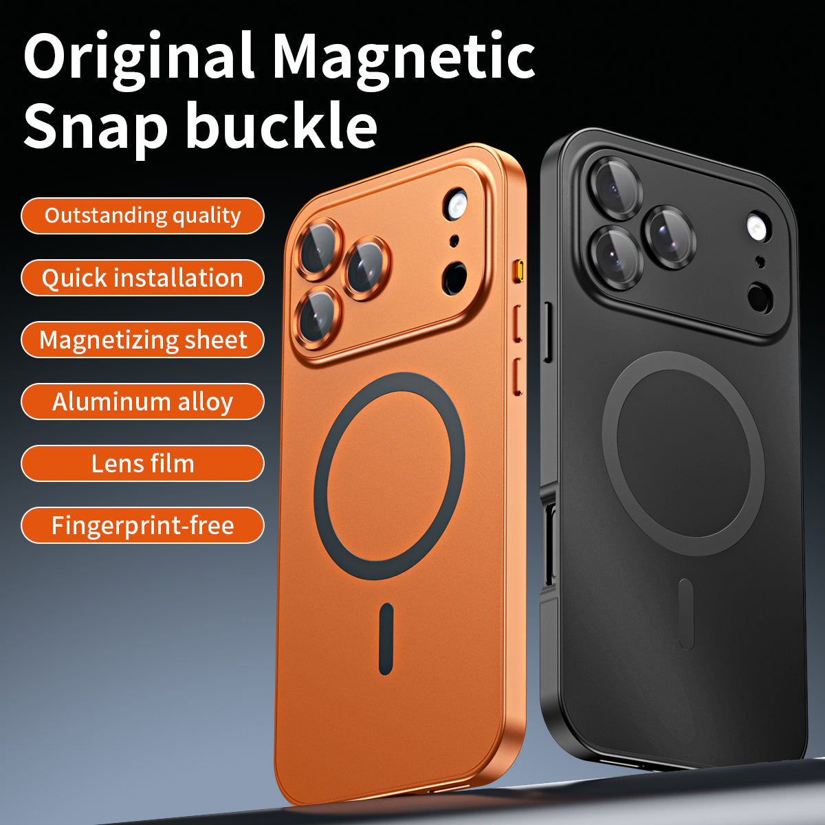 Armor King Original Snap Buckle Aluminum Bumper PC Back Lens Protector MagSafe Case Cover