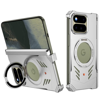 Armor King Supercar MagSafe Pivot Ring Stand Elastic Buckle Frameless Metal Case Cover