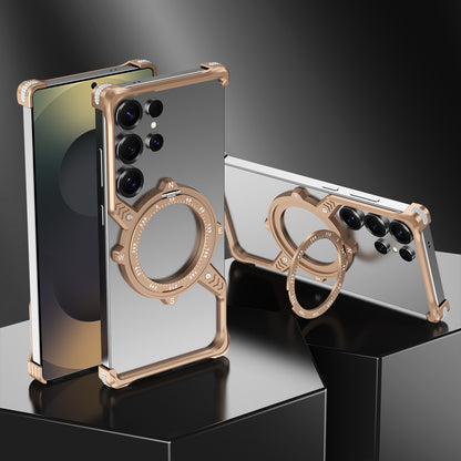 Armor King S Mechanical Gear MagSafe Pivot Ring Stand Air Cushion Sports Metal Case Cover