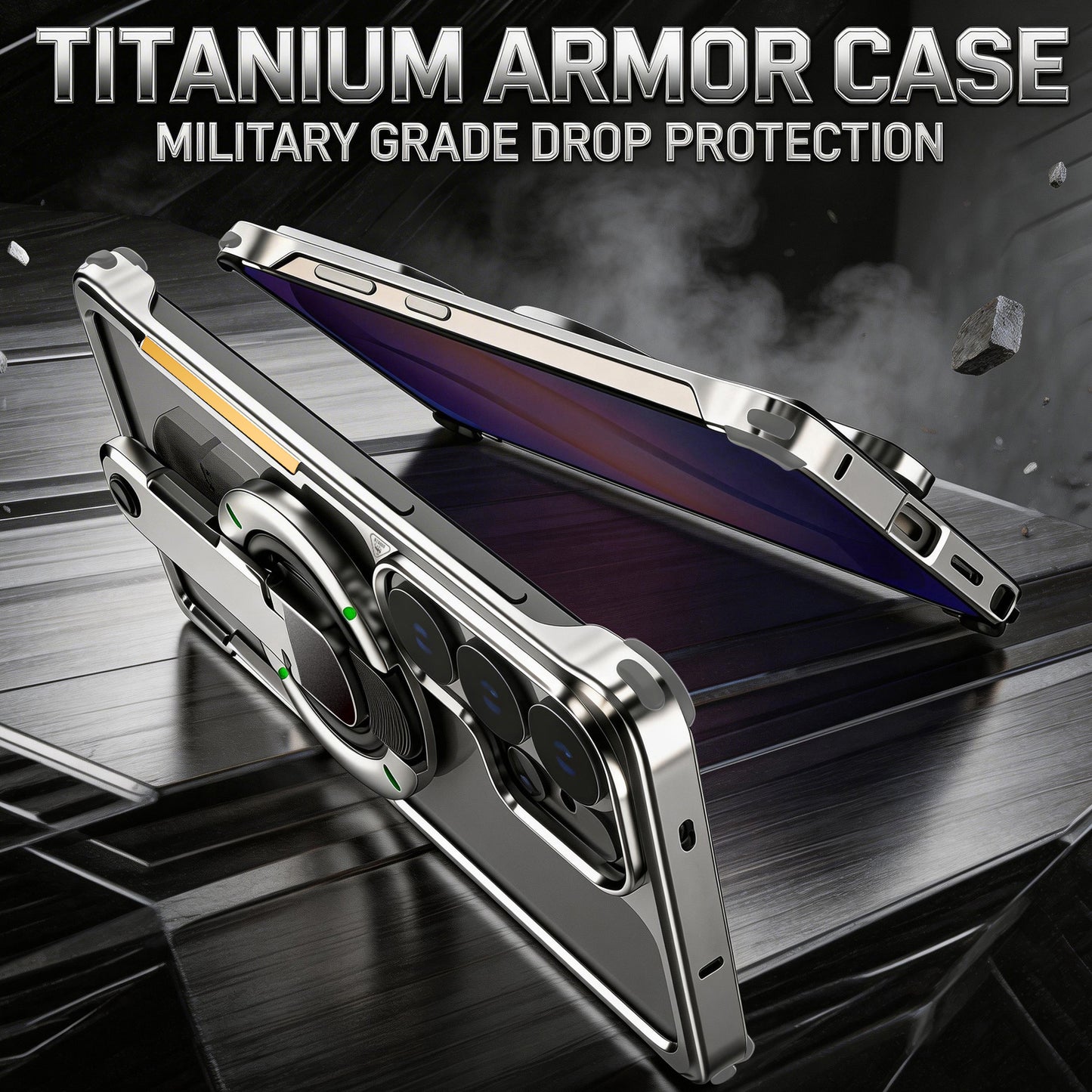 Luphie Mecha Armor Metal Case Cover with Magnetic Ring Holder MagSafe Bracket