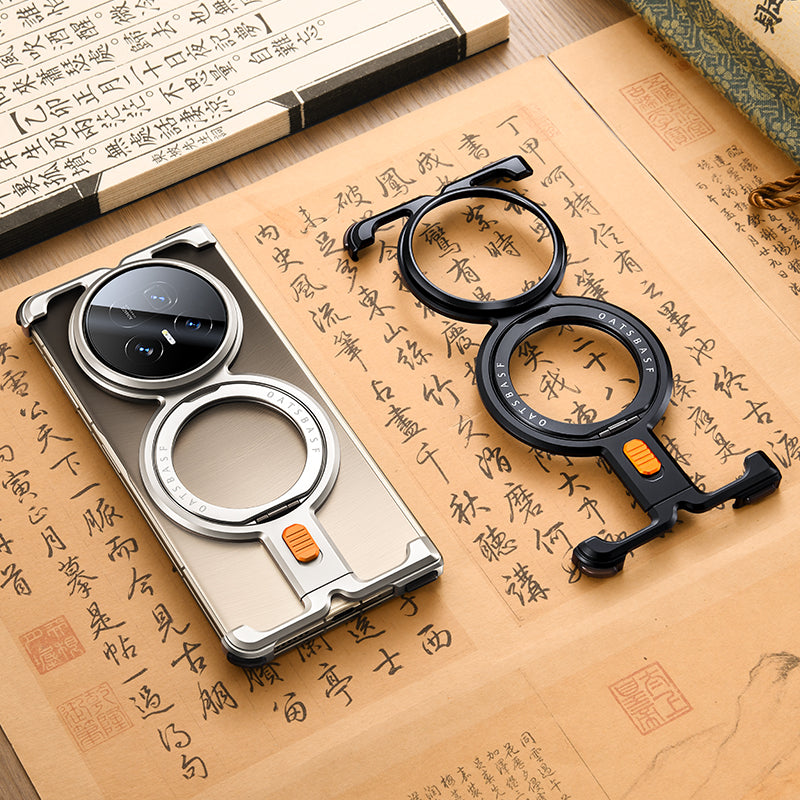 Oatsbasf New π MagSafe Pivot Ring Stand Air Cushion Minimalist Frameless Metal Case Cover