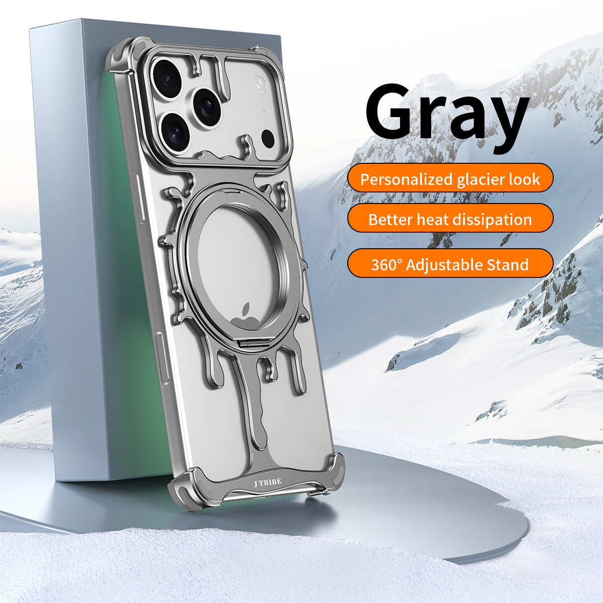 Armor King Glacier MagSafe Pivot Ring Stand Air Cushion Shockproof Metal Case Cover