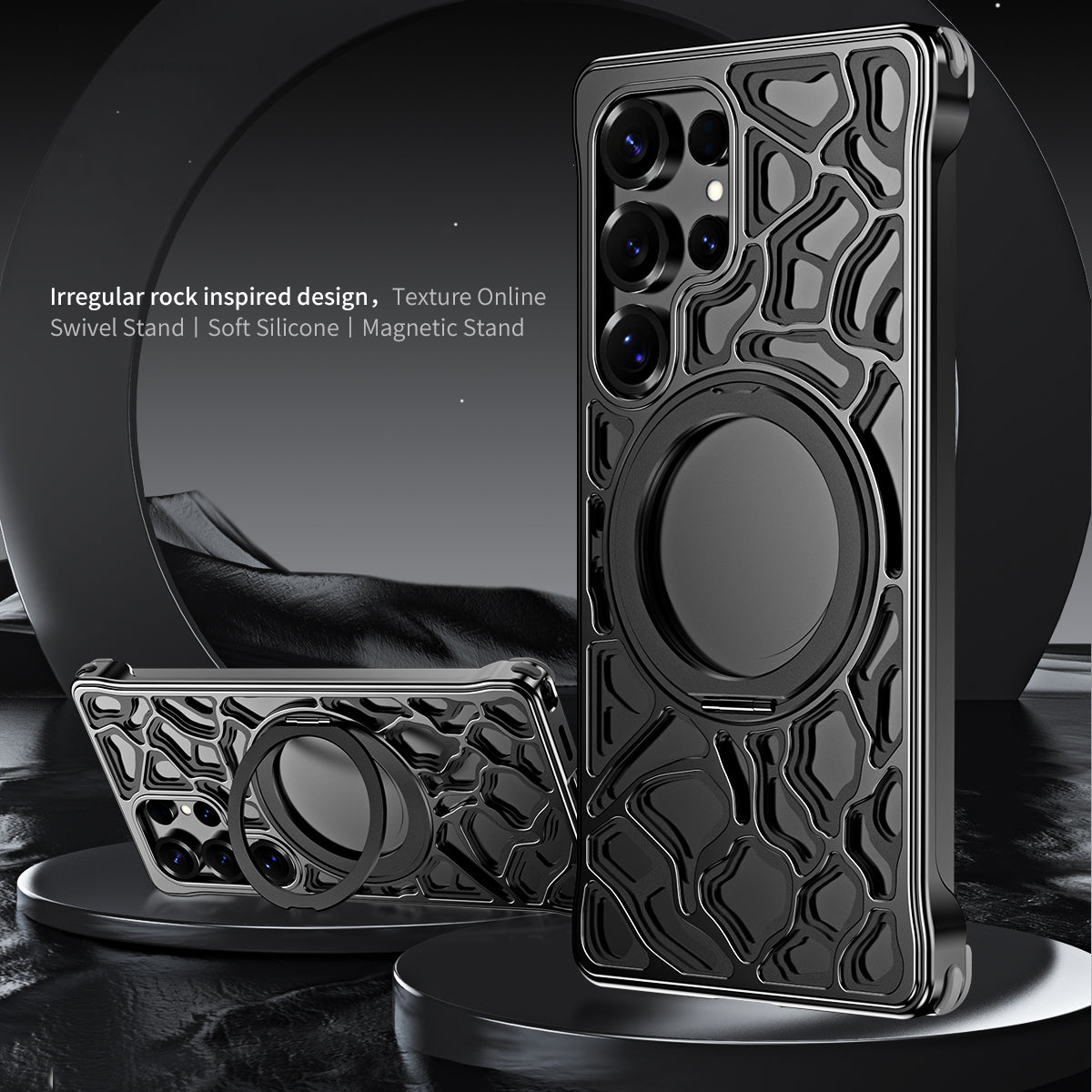 Armor King Rocky Clouds MagSafe Pivot Ring Stand Air Cushion Metal Case Cover