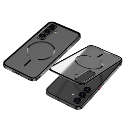 Armor King MagSafe Elastic Buckle Heat Dissipation Metal Bumper Frosted Acrylic Back Case Cover