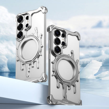 Armor King Glacier MagSafe Pivot Ring Stand Air Cushion Shockproof Metal Case Cover