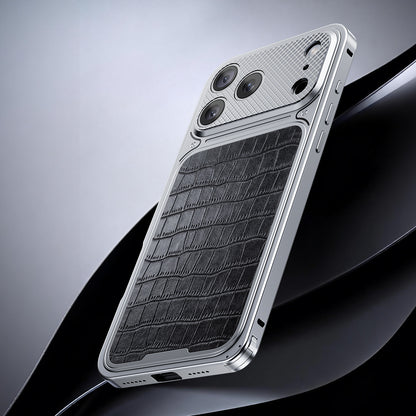 Armor King Luxury MagSafe Elastic Buckle Metal Frame Leather Back Case Cover